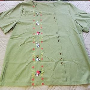 Tunic Olive green 3xl Embroidered cotton blend  top
